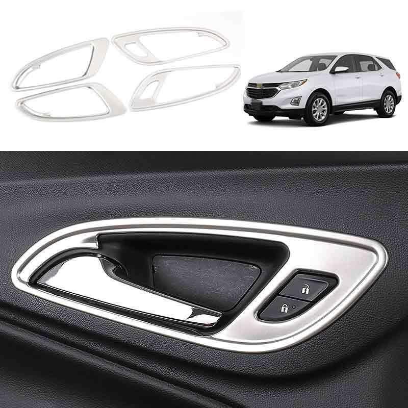Silver Steel Interior Door Handle Bowl Cover Trim for Chevrolet Equinox 2018-23