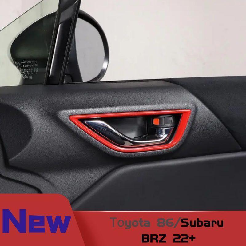 Red ABS Inner Door Handle Bowl Trim 2Pcs Fit for Toyota GR86/ for Subaru BRZ 2022-23