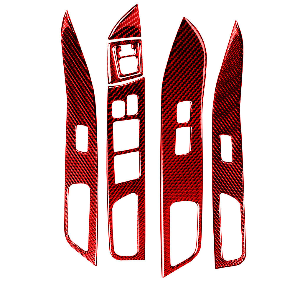 Red Carbon Fiber Rear Window Switch Panel Trim Cover for Subaru Forester 2005-08 v