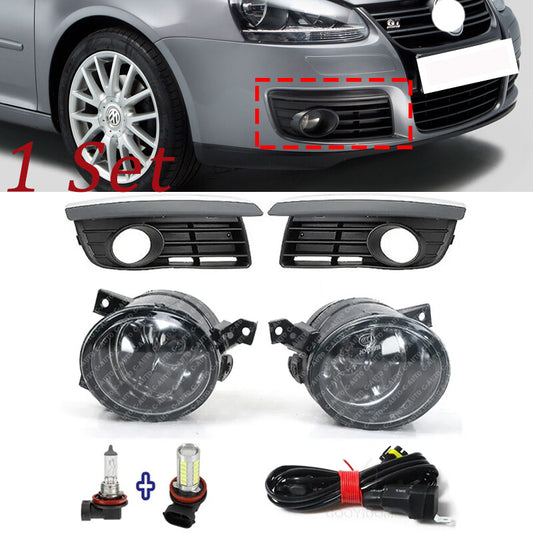 Set for VW for Jetta V MK5 2006-2011 Front Bumper Fog Lamp Fog Light Cover+Wire