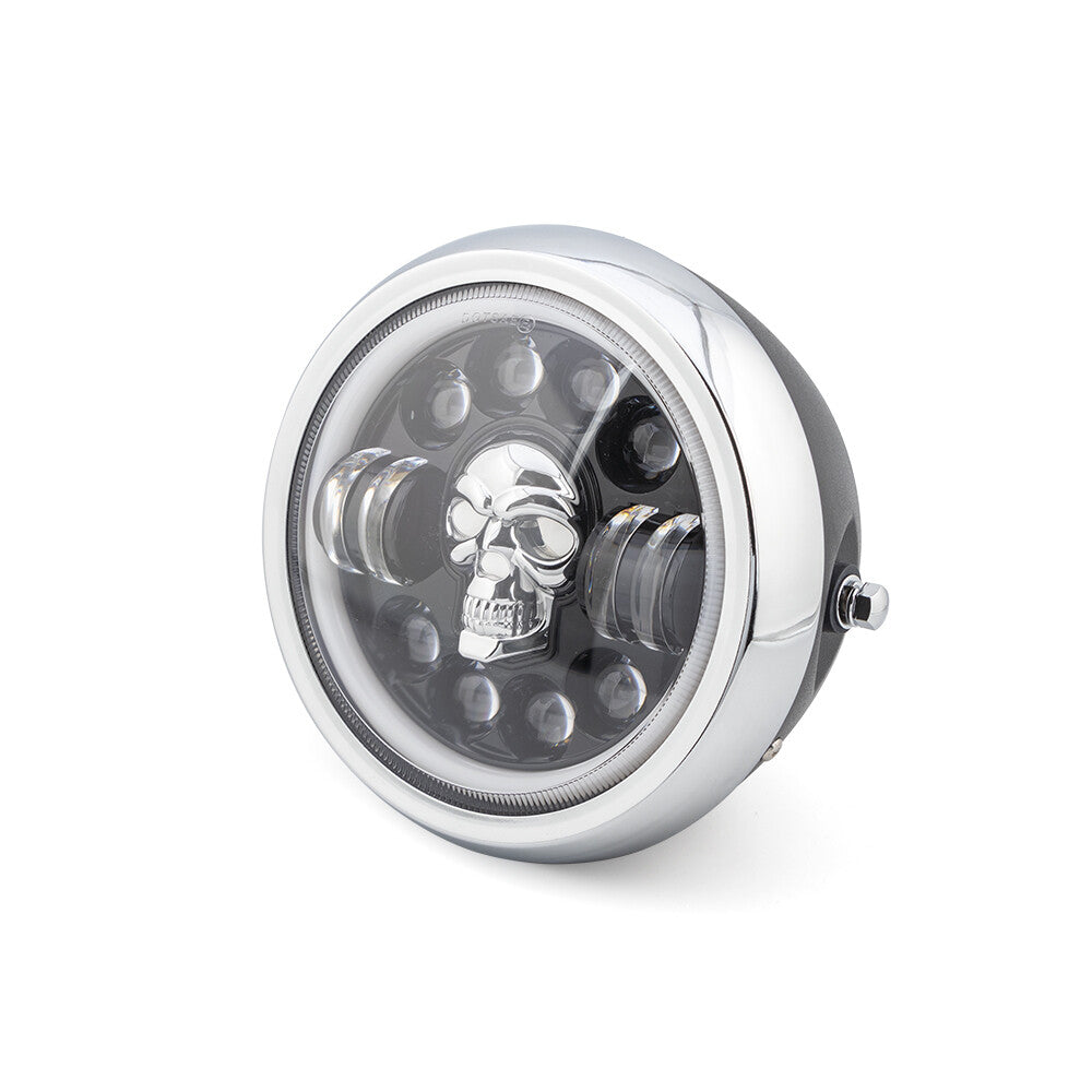 New 7LED Motorcycle Modified Skull Headlight DRL Angel Eye Ring Light Custom Q