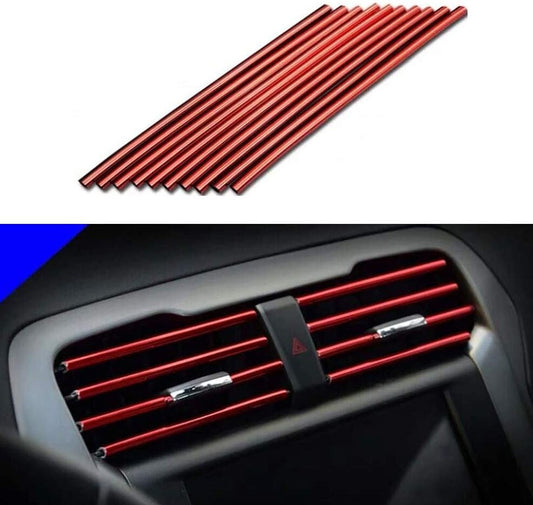 10 pieces of automotive air conditioning socket decorative molded trim strips in red for Mercedes-Benz