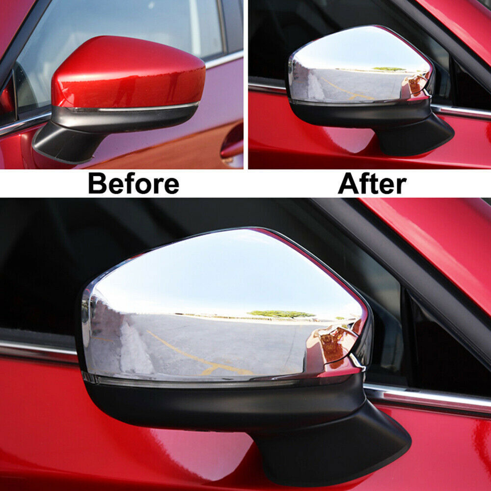 for Mazda CX5 KF 2017-22 Pair Rear View Side Mirror Cap Cover Trim Chrome Parts