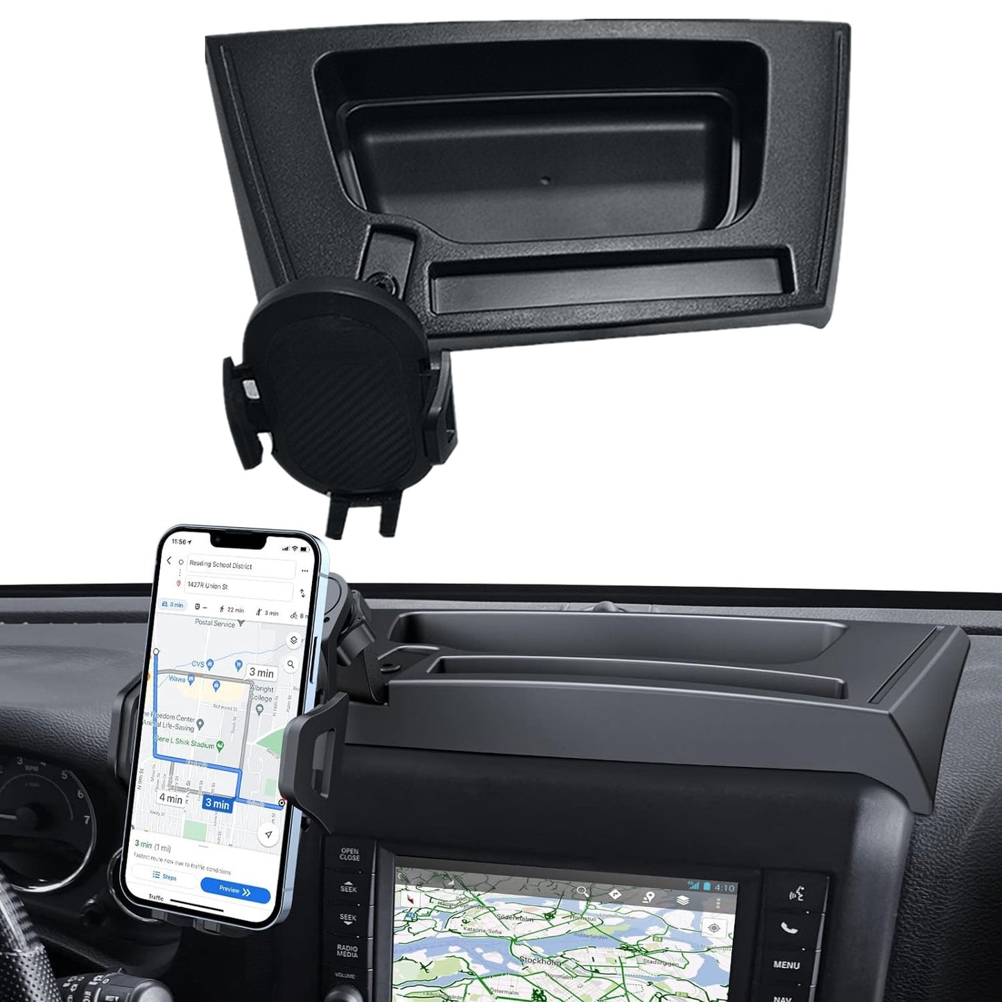 Upgrade phone holder mount for 2011-2017 for Jeep for Wrangler dashboard storage box tray - n