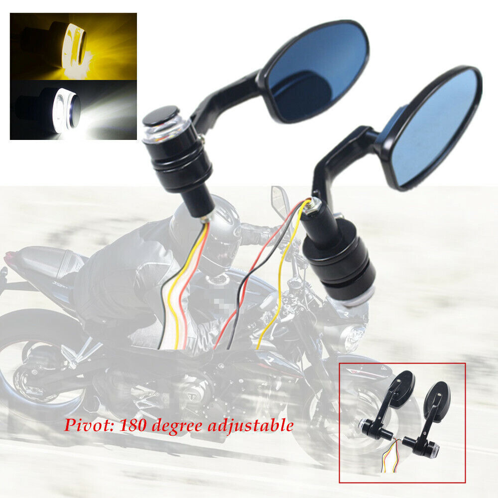 Motorcycle Reversing Mirror Turn Signal Light Hand-held End Lamp w/ 7/8Bar Part v