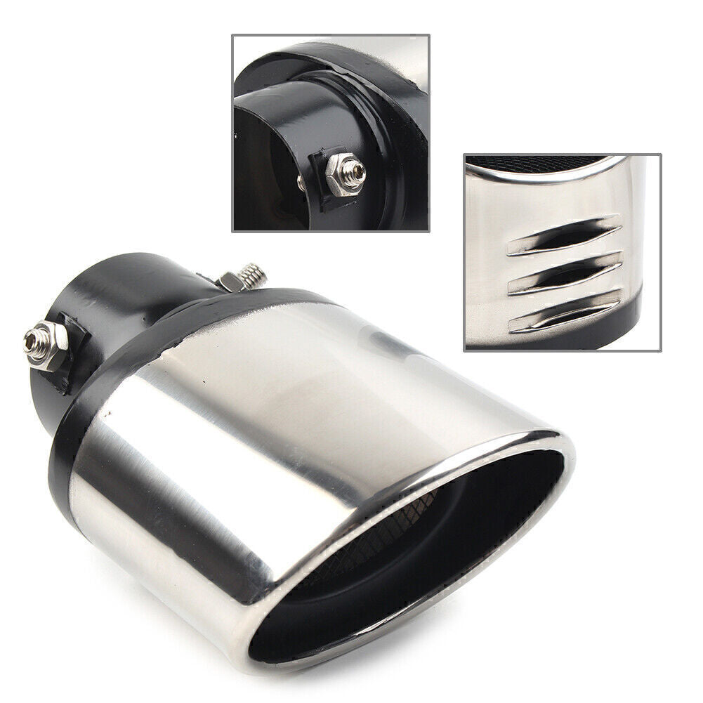 Chrome Car Stainless Steel Rear Exhaust Pipe Tail Muffler Tip Round Accessories Q