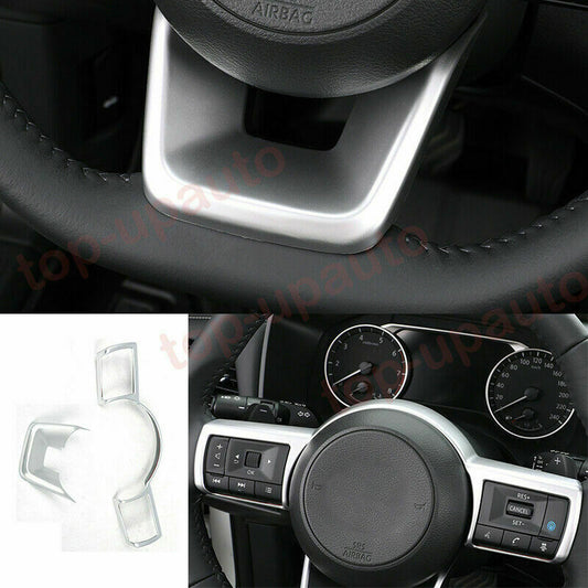 for Nissan Rogue 2021-2023 Matte Silver ABS Steering Wheel Molding Frame Cover