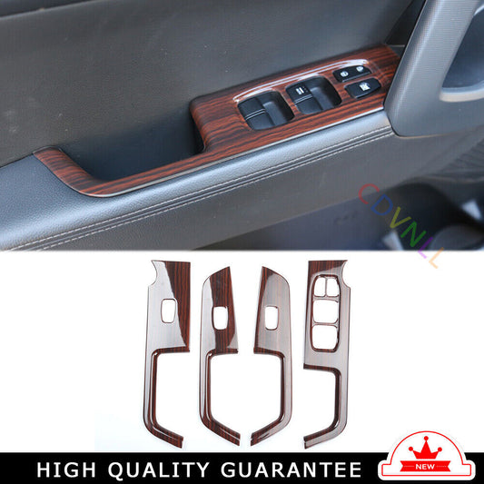 Car Glass Window Lifting Lock Panel Trim 4PCS for Hyundai IX25 15-2019 Red Wood