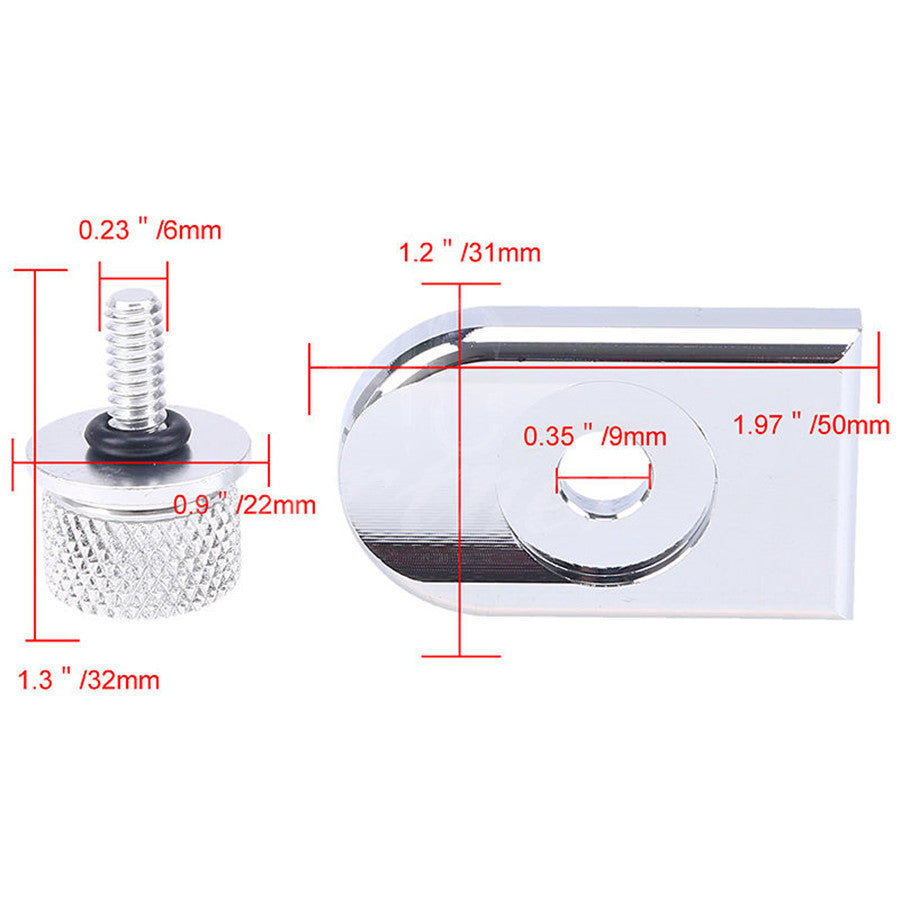 Chrome for Seat Bolt Tab Screw Mount Knob Cover for Harley FXD FLH FLS XL Touring