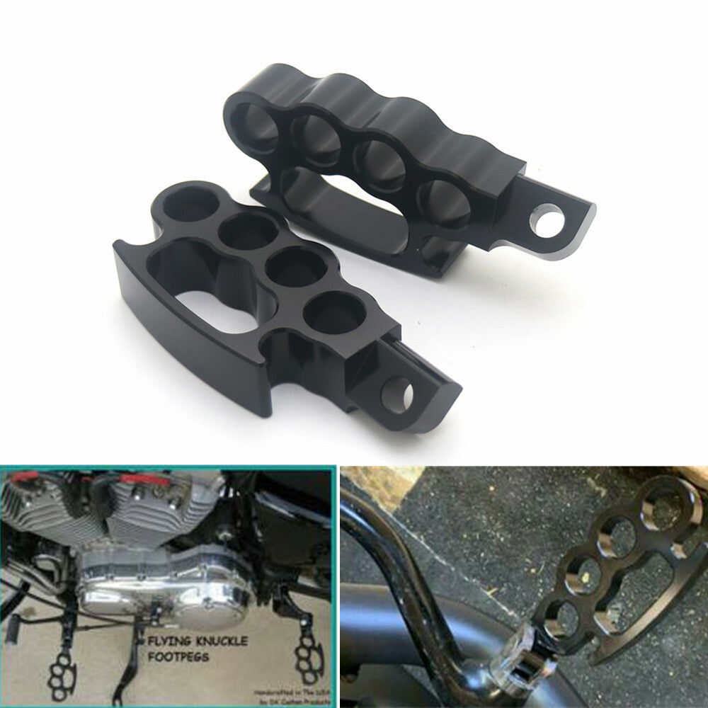 Black Control Foot Pegs Flying Knuckle for Harley V-Rod Sportster Dyna Softail Q