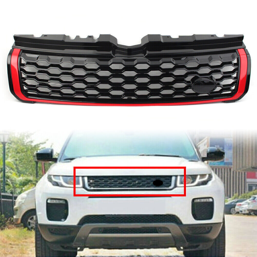 Car Upper Front Grille Grill Fit for Range Rover Evoque 2010-2018 Red Black