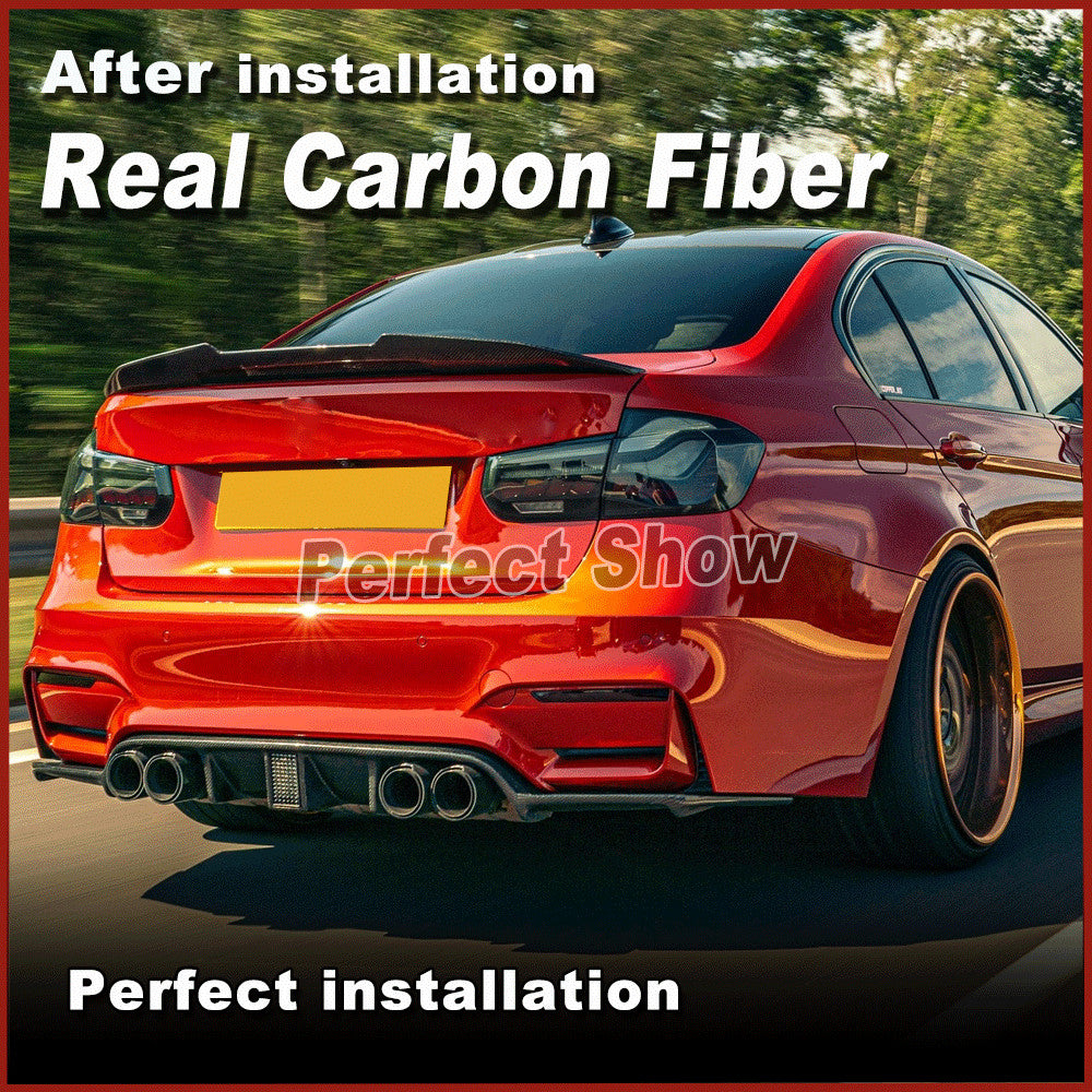 for BMW F80 M3 F82 F83 M4 2015-2019 REAL CARBON Rear Bumper Diffsuer Lip W/ LED