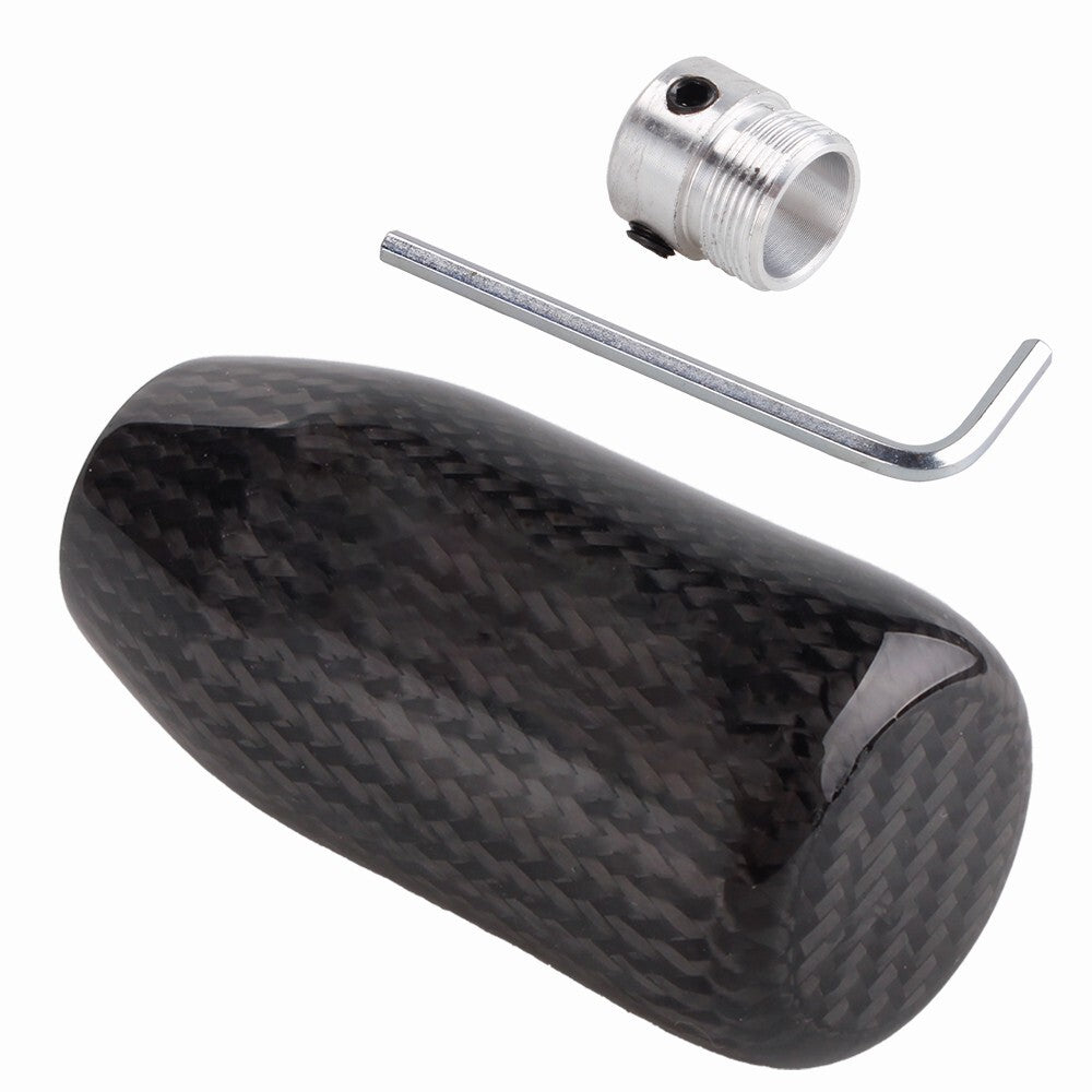 Black Aluminum Carbon Fiber Manual Car Gear Stick Shift Knob Shifter Lever head