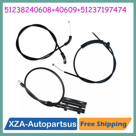 3PCS Engine Hood Release Cable Bowden Cable Kit for BMW E65 E66 7er 51237197474
