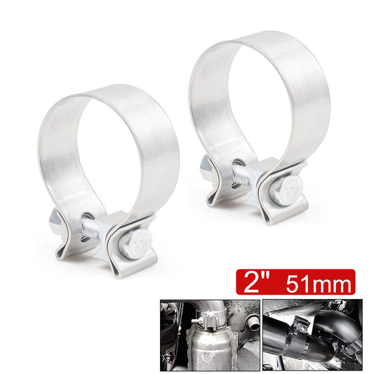 2 304 Stainless Steel Narrow Band Muffler Exhaust Pipe Clamp Sleeves 2PCS Q