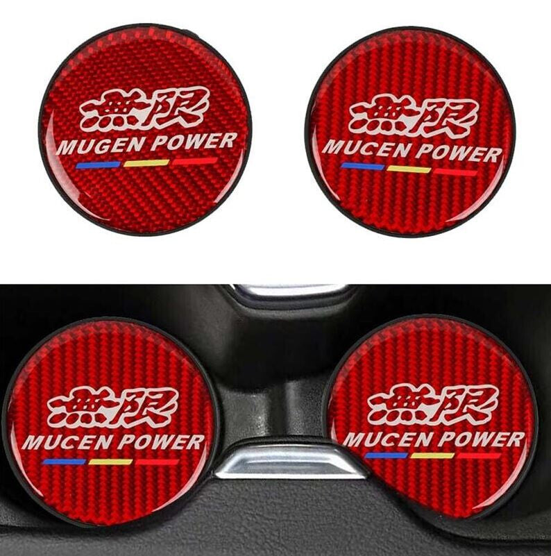 Anti-slip car cup holder, Mugen red carbon fiber 2-piece set