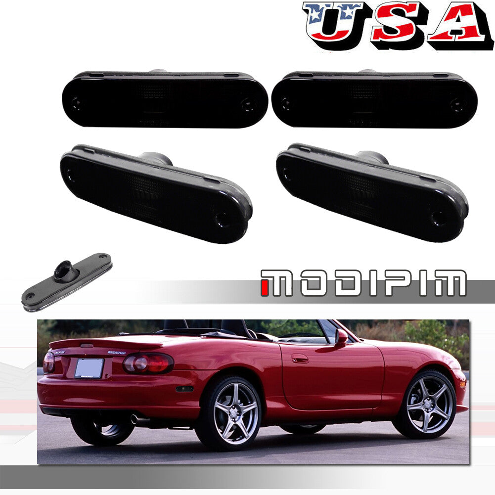 4-Pack Black Front and Rear Marker Light Housings for 1990 - 2005 for Mazda Miata MX-5 - v