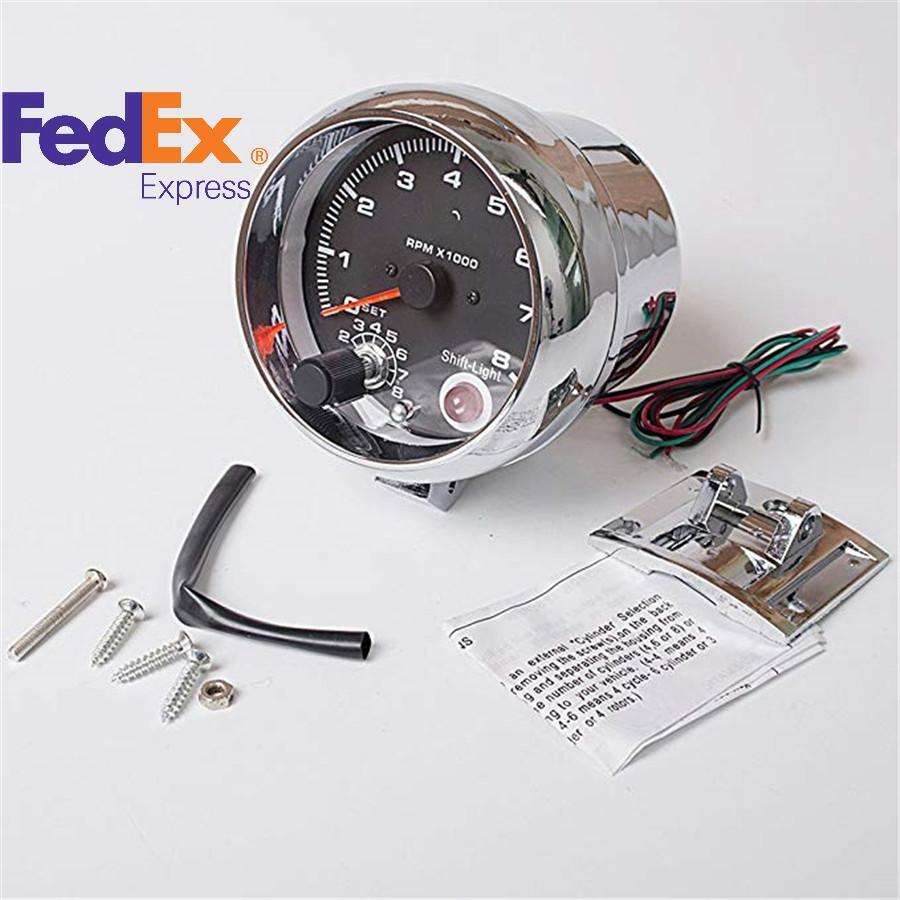 Car Gauge 3.75 Tachometer 7 Colors Adjustable 0-8000 RPM Shift-Light 12V DC Q