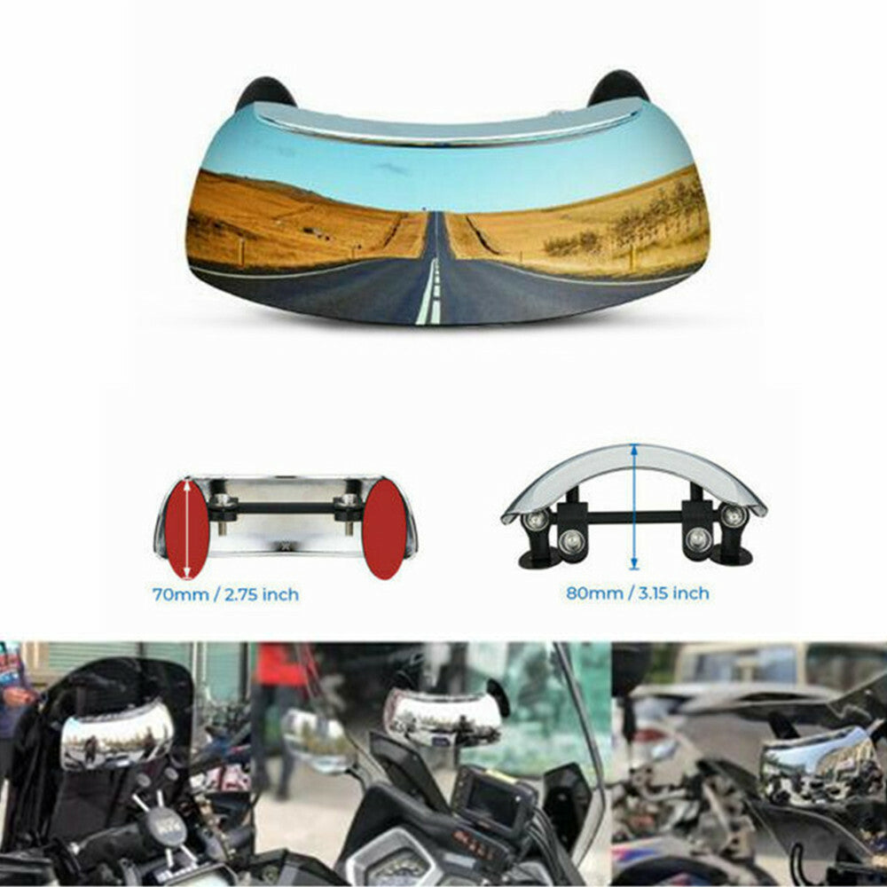 180 Degree Motorcycle Blind Spot Mirror Rear View Mirror Anti Glare Wide Angle Q