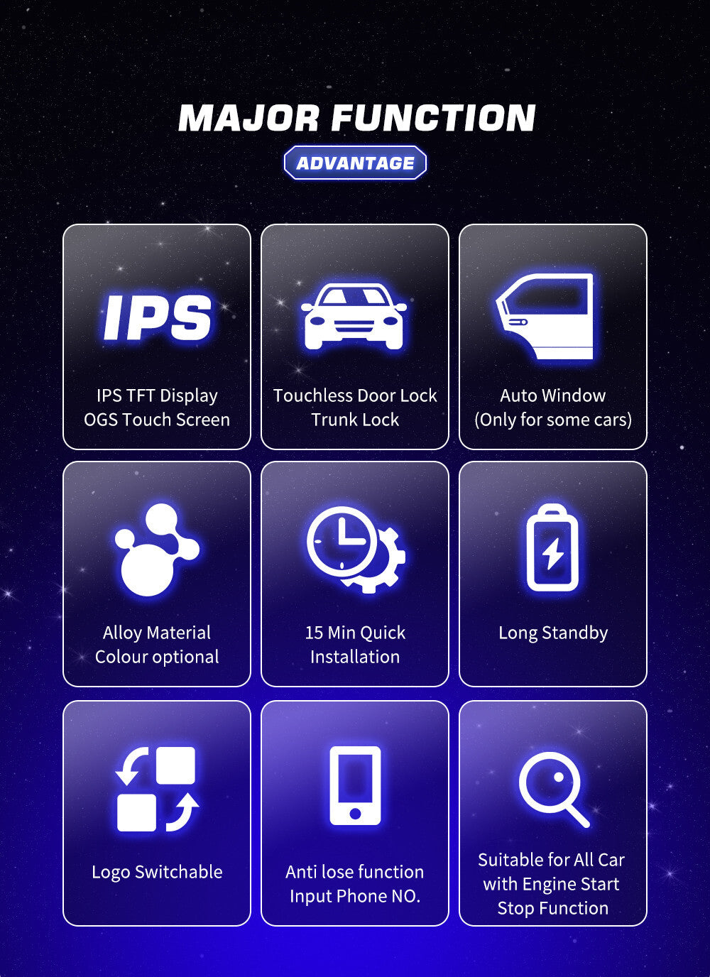 Keyless Remote HD Digital LCD Display Car for Smart Key Touch Screen Anti-scratch