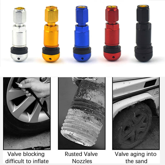 4-Pack Red Aluminum Alloy Car and Motorcycle Tubeless Wheels, Tire Valve Stems with Dust Covers n