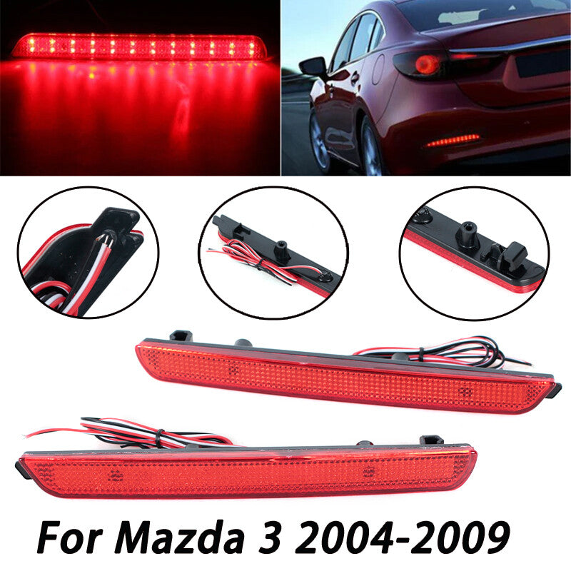 2-piece fog light set with 24 LED rear reflectors for Mazda 3 2004-2009.