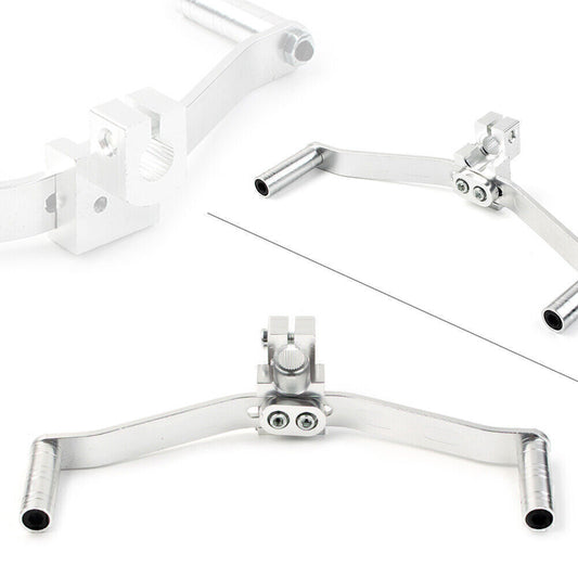 Aluminum Dual Way Gear Shift Lever Footrest Pedal Shifter Silver
