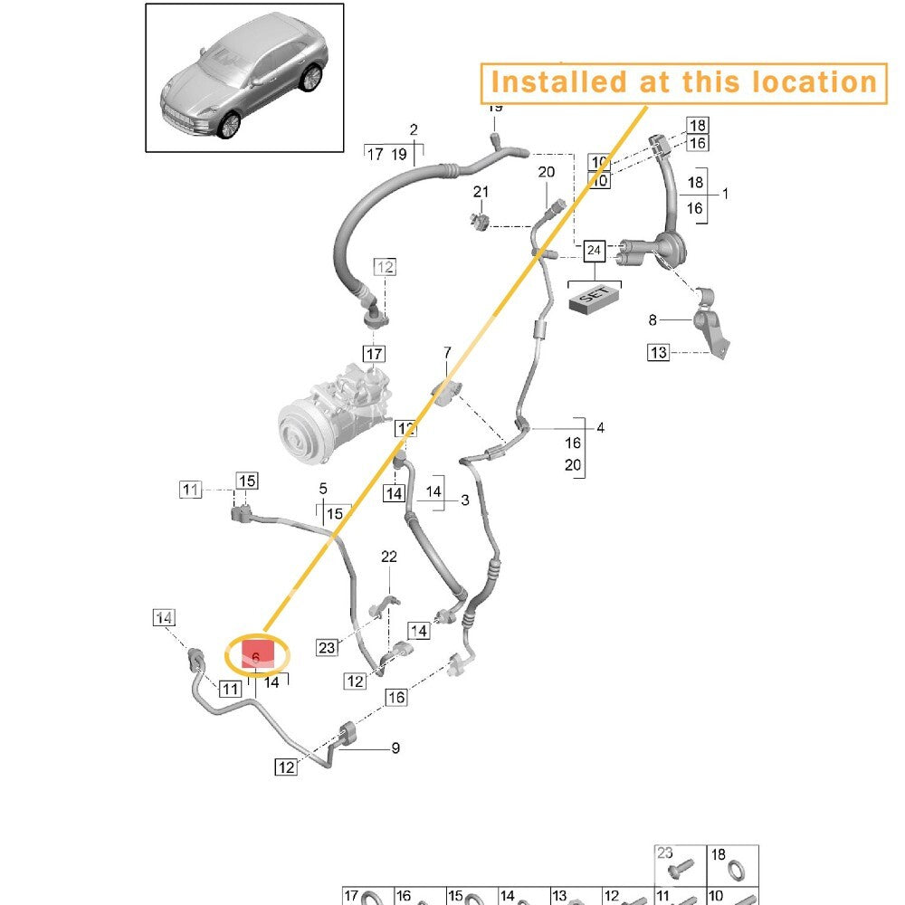Suitable for PORSCHE Macan AC condenser adapter tubing/line Equipment Manufacturer 95B260367J