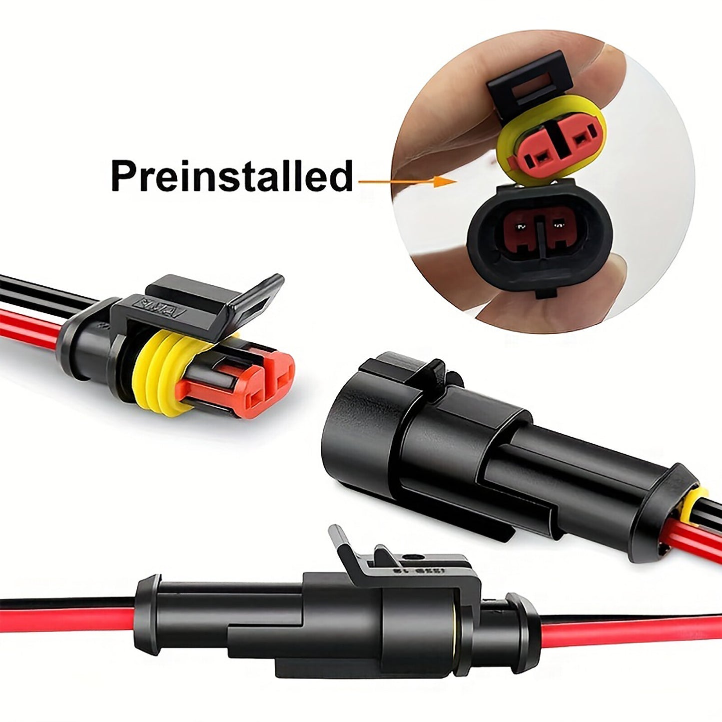 20X Car Electrical Wire Cable 2Pin Connector Way Plug Kit Male Female Waterproof