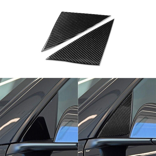 2x Carbon Fiber Front Window Pillar A Cover Trim for Tesla Model 3/Y 2017-2022
