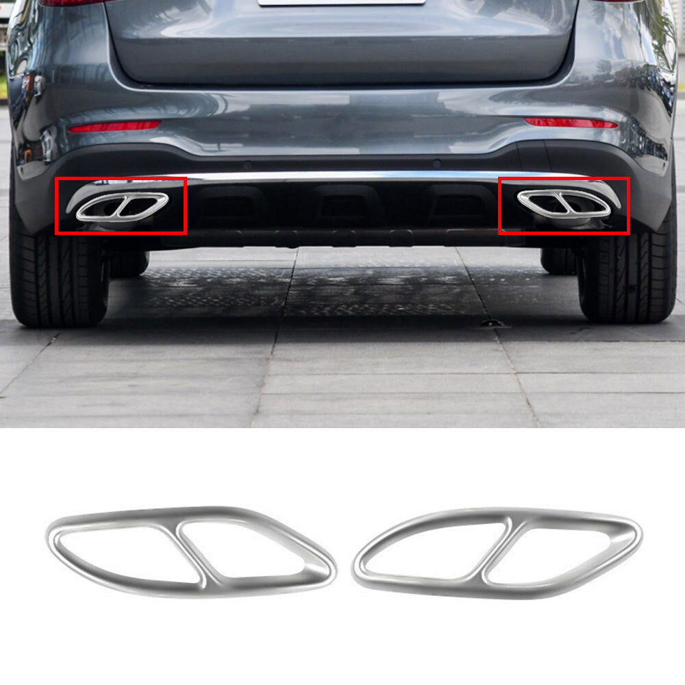 2PCS Exhaust Pipe Cover Trim Silver for Mercedes Benz A B C E CLA GLC GLE GLS