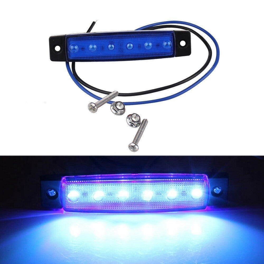 2x 6 LED Clearance Side Indicator Light Marker Lamp Blue Fits Auto Truck Lorry Q