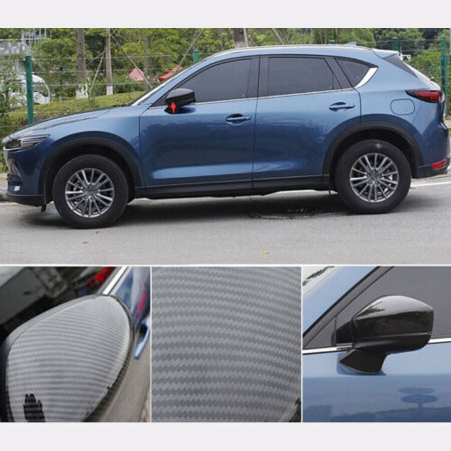 for Mazda CX-5 17-2024 Carbon Fiber Look Exterior Rear View Mirror Cover Trim 2X