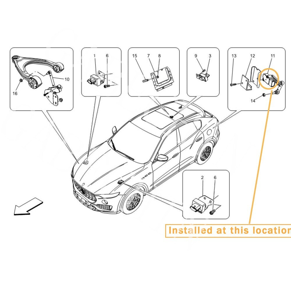 Equipment Manufacturer ( ) for Maserati for Levante Rear Vehicle Height Sensor: 670037527