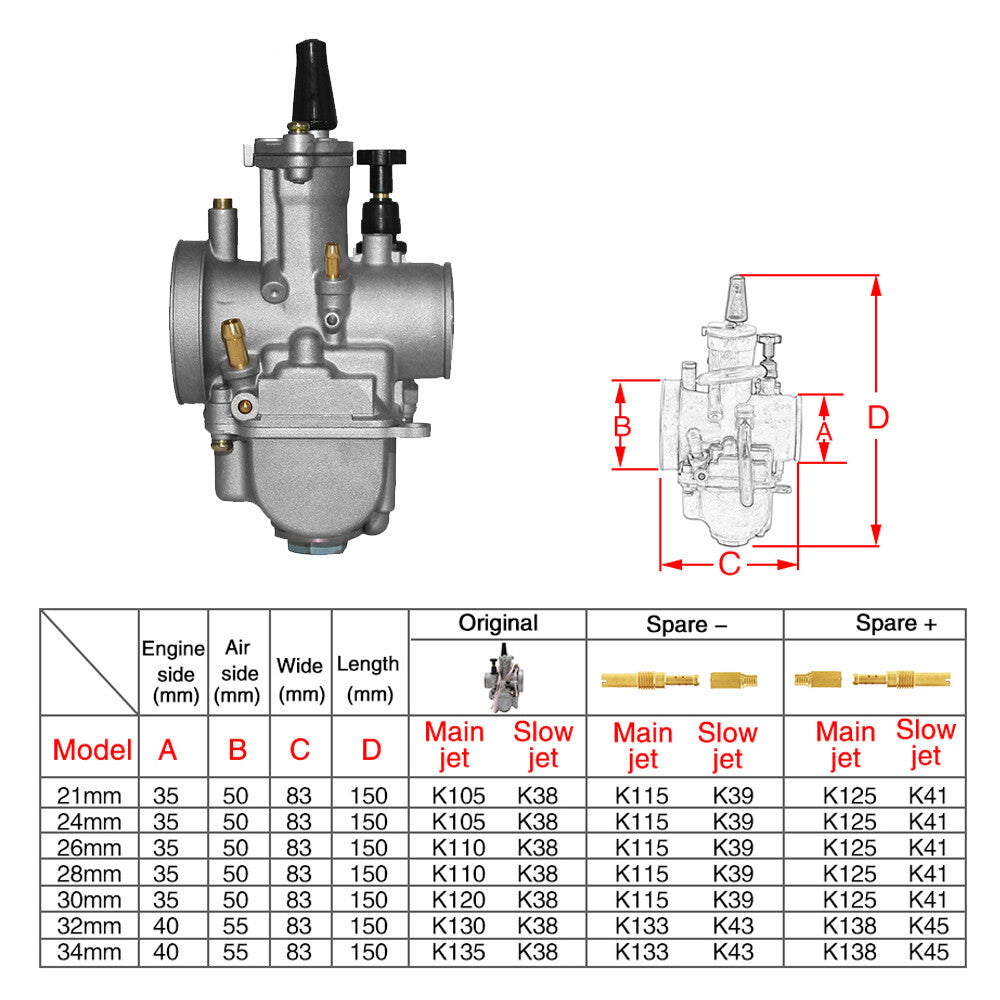 Motorcycle 32mm Carburetor 2/4 Stroke for Off-road Quad ATV Motorcross Q