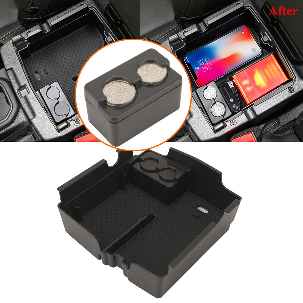 Center Console Armrest Coin Storage Box Organizer for Jeep for Wrangler JL 2018-2022 Q