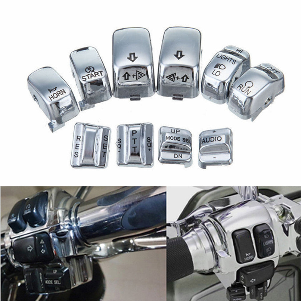 Chrome Hand Control Switch Buttons Caps for Harley Touring Electra Road Glide Q