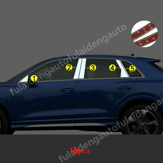 Chrome Pillar Posts for Audi Q3 2019-2023 10pc Set Door Trim Piano Cover Kit