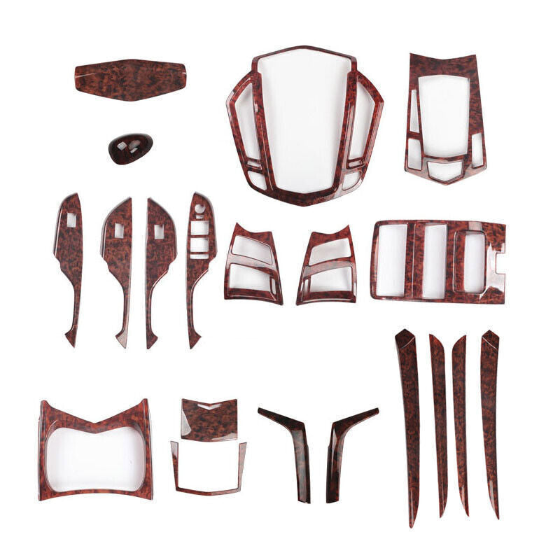 for Cadillac SRX 13-15 Agate Wood Grain Interior Decoration Full Set Cover Trim