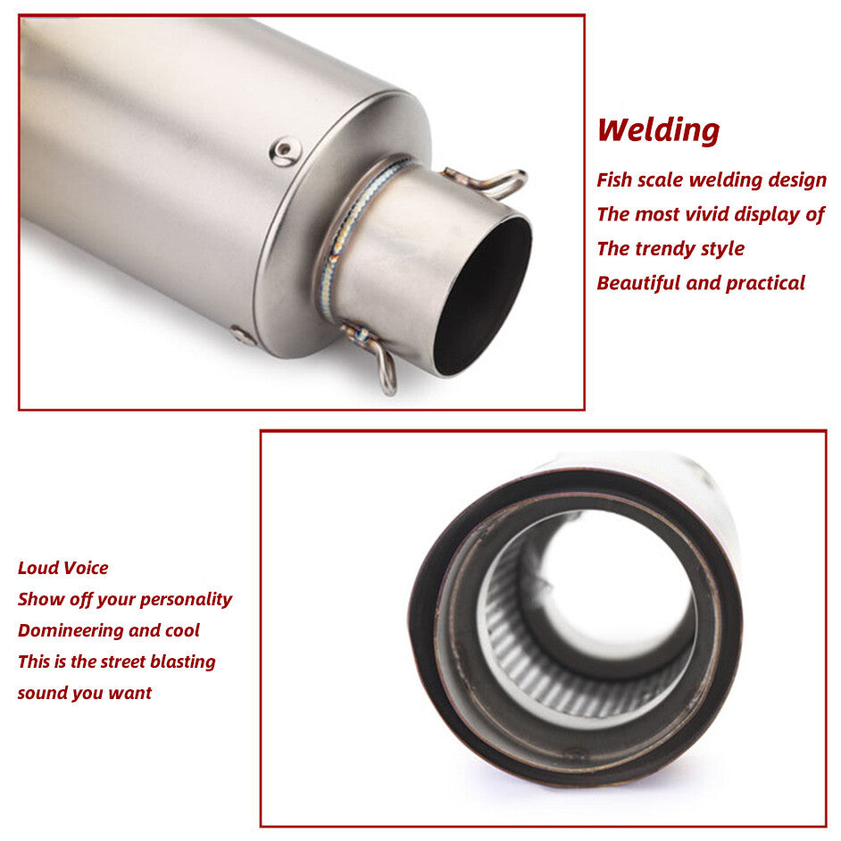 250mm Motorcycle Exhaust Pipe Muffler Tips Replac Baffles DB Killer Slip On 51mm