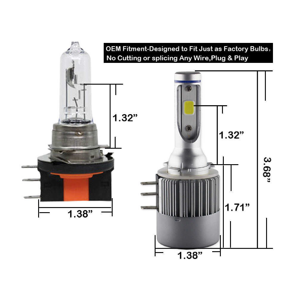 2pcs Extremely Bright White COB H15 LED for for Audi for Mercedes for VW Daytime Running Lights - v