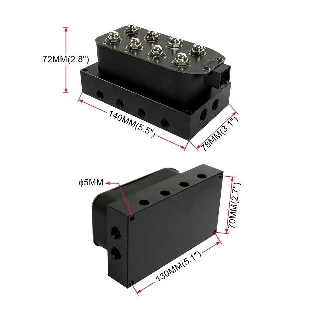 1/44-Corner Block Manifold Solenoid Valve 300PSI Air Valve Bag/Ride Suspension Q