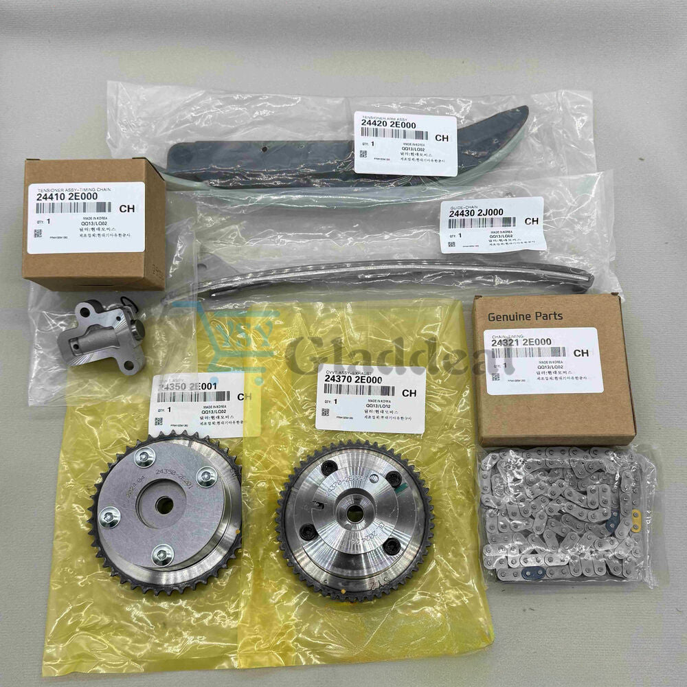 equipment manufacturer timing chain kit for exhaust, intake, and CVVT gears suitable for Kia Soul and for Hyundai for Elantra 1.8L.