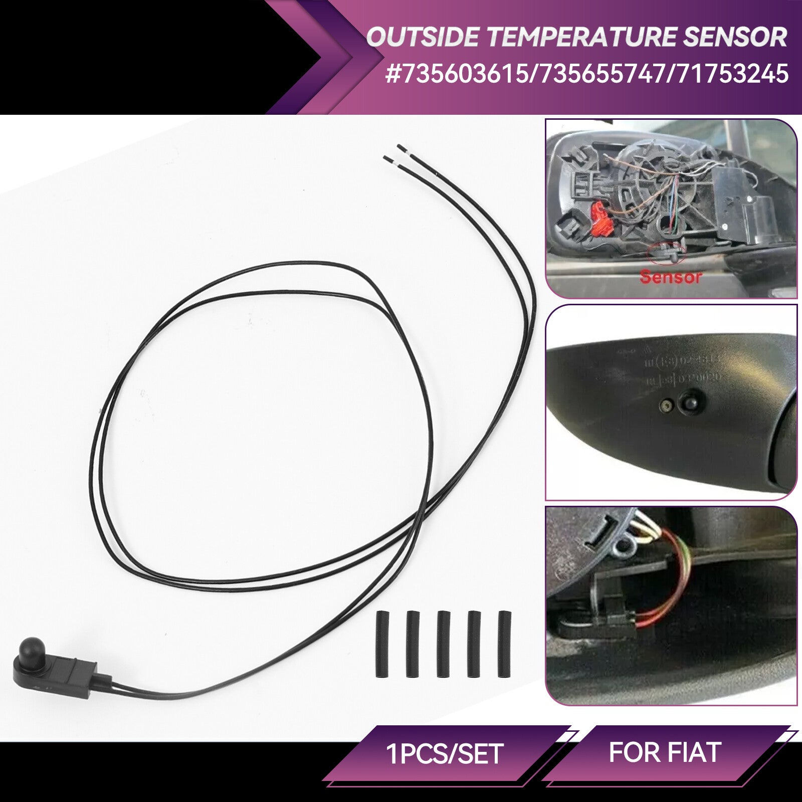 for Fiat 500 for Citroen for Peugeot Van Outside Temperature Sensor Underneath Mirror AU