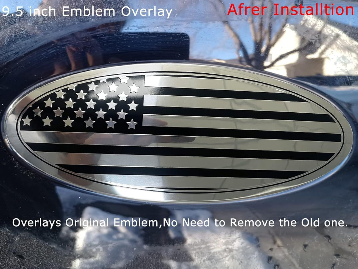 9.5-inch American flag oval badge for 2015-2021 front grille and tailgate. n