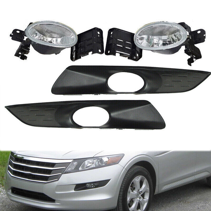 for Honda Accord Crosstour 2010-2012 Front Bumper Fog Lights Lamp W/ Cover Bezel