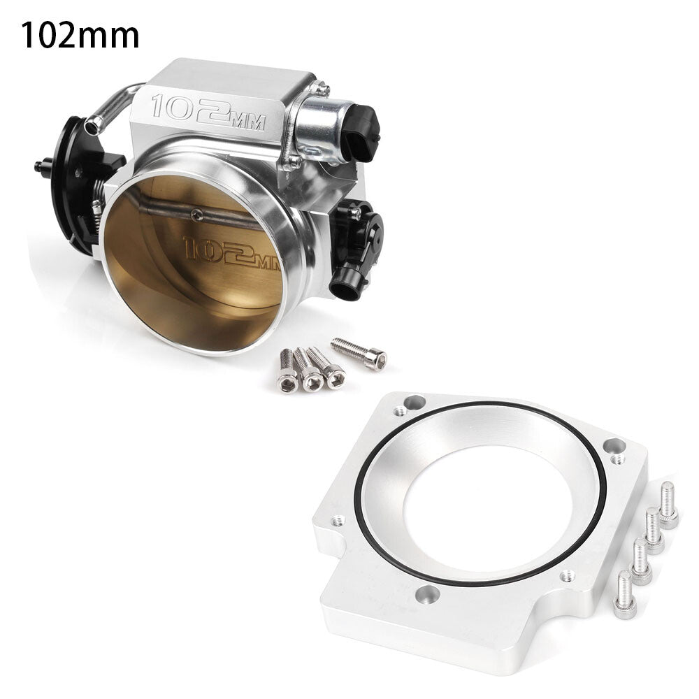 US Silver 102mm Throttle Body+TPS IAC+Adapter Plate For LS1 LS2 LS6 LS7 LSX LS Q