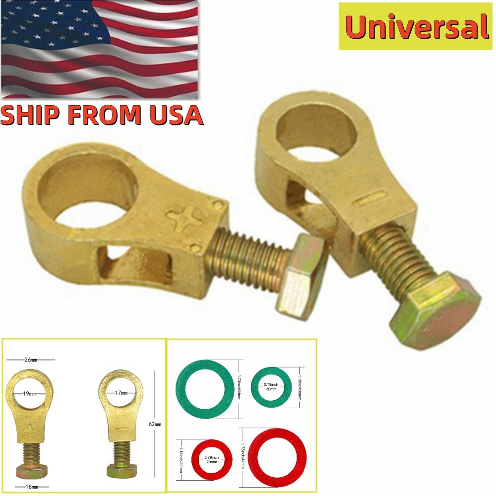 A pair of universal pure brass battery terminal top post cable terminal wire terminal - n
