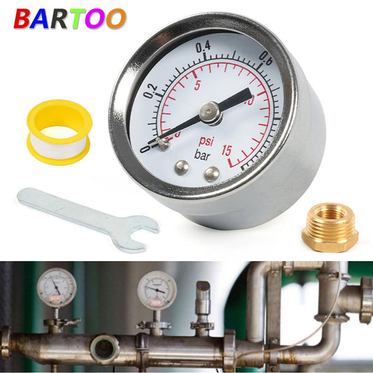1/8 NPT Pressure Gauge 0-15 PSI with 3/8 IN Back Mount 1.5 IN Face Diameter Q