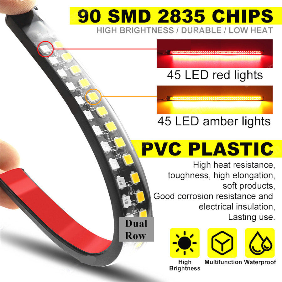 LED Light Strip Tail Signal Brake Stop Daytime Running Lights For Motorcycle ATV Q